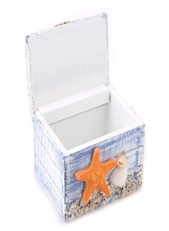 Jwthee Wooden Jewelry Box, Wooden Trinket Box Cute Wood Keepsake Storage Box Decorative Beach Theme Box with Starfish and Seashell Beach Home Decor - Image 4